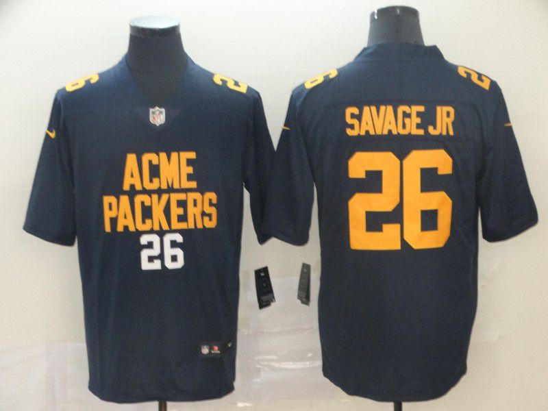 Men Green Bay Packers 26 Savage jr Blue Nike Limited city edition NFL Jersey
